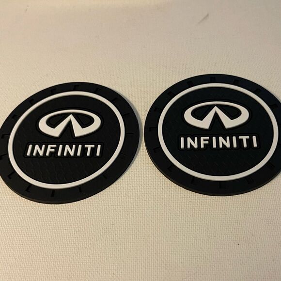 Infinity Car Cup Coasters in black set of 2 NWT - Picture 3 of 4